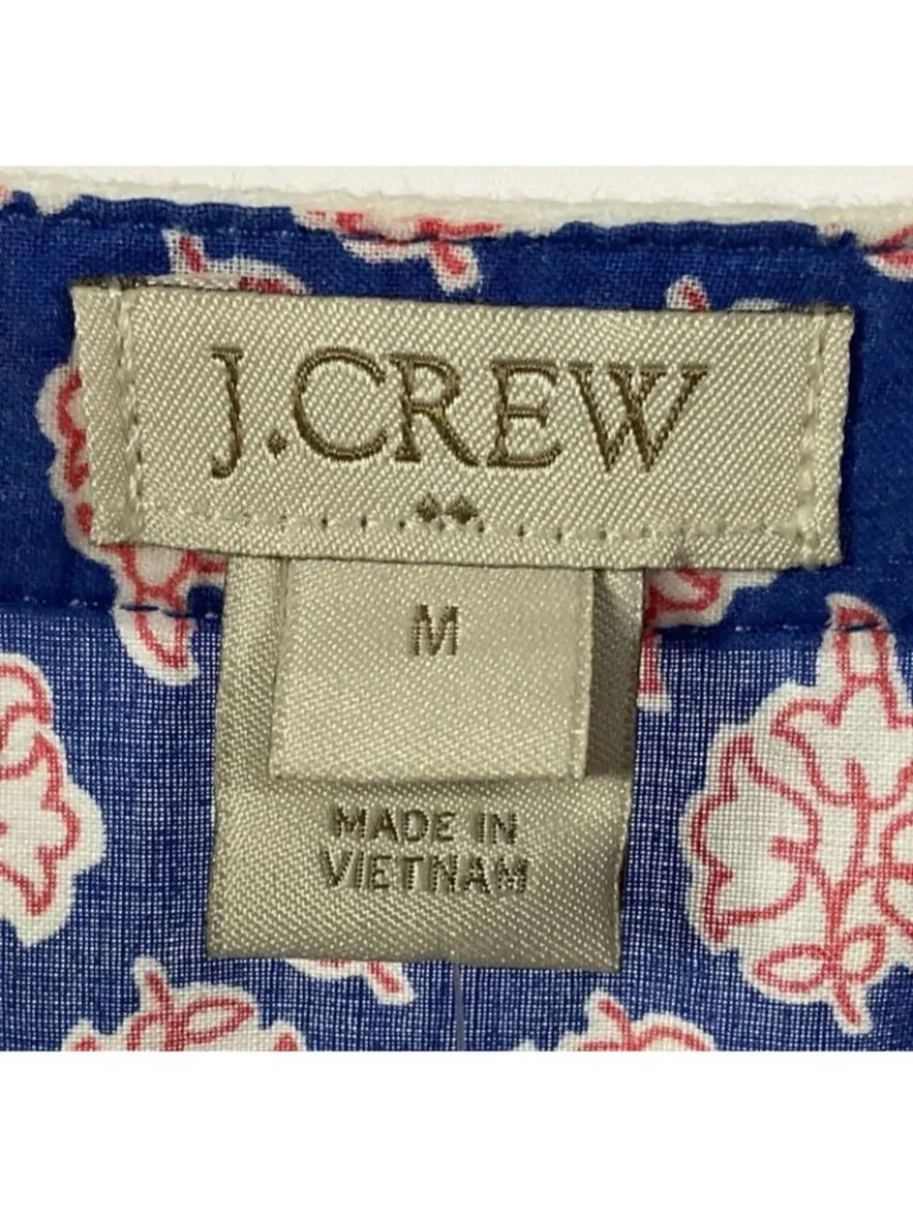 J.Crew Factory Floral Paisley Poplin Tunic Top Blue White Medium Style E9413